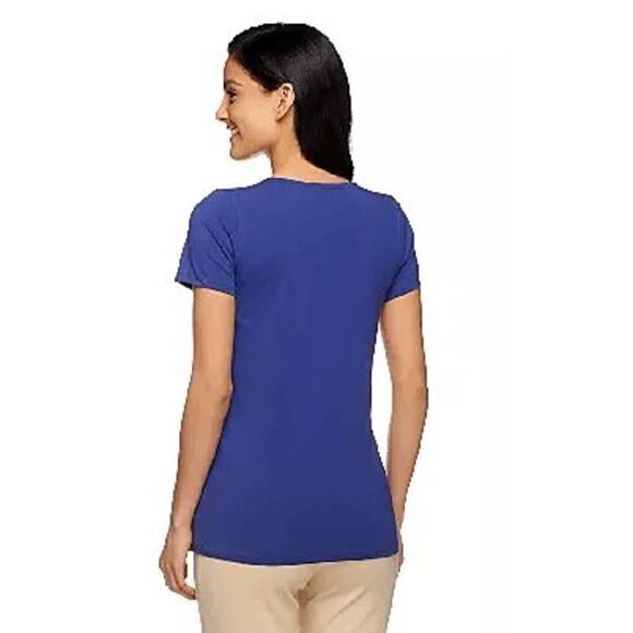 Isaac Mizrahi Live! Women 3X Scoop Neck Knit Top Blue with Front Embroidery NWT - Picture 5 of 6